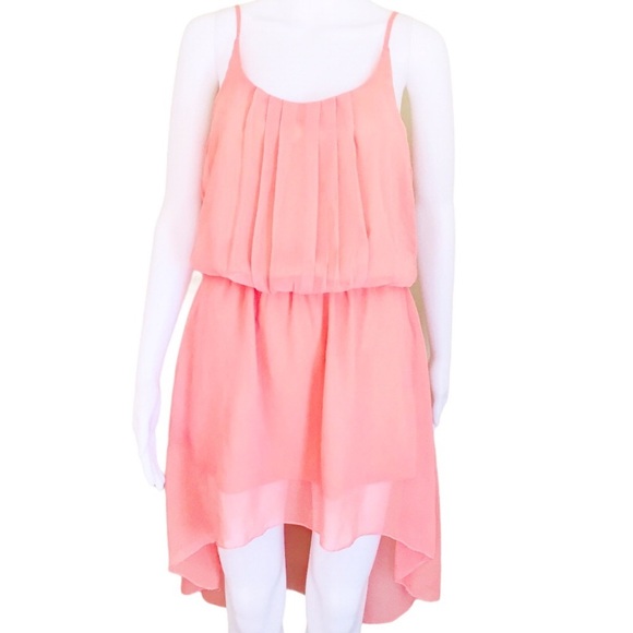 SEDUCTIONS Hi Lo Fit Sheer Mini Dress Peach Size Small - Picture 1 of 7